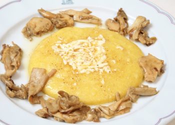 La "polenta cuinciade" : Polenta morbida di Blave di Mortean con formaggio
Montasio fuso, Ricotta affumicata e funghi Porcini saltati in padella