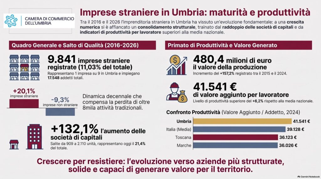 Infografica imprese straniere in Umbria